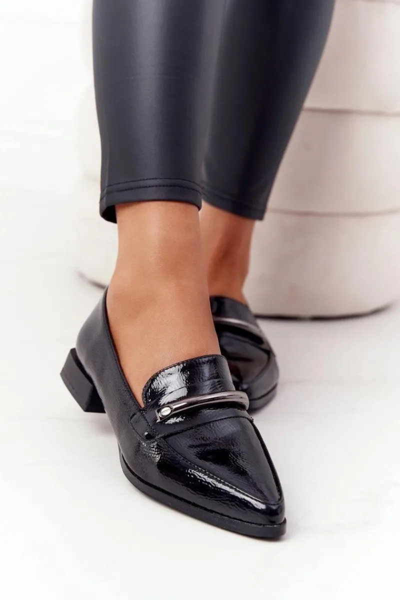 Mokasyny Damskie Lakierowane>Damskie buty S.Barski Eleganckie Mokasyny S.Barski Premium Lakierowane Czarne