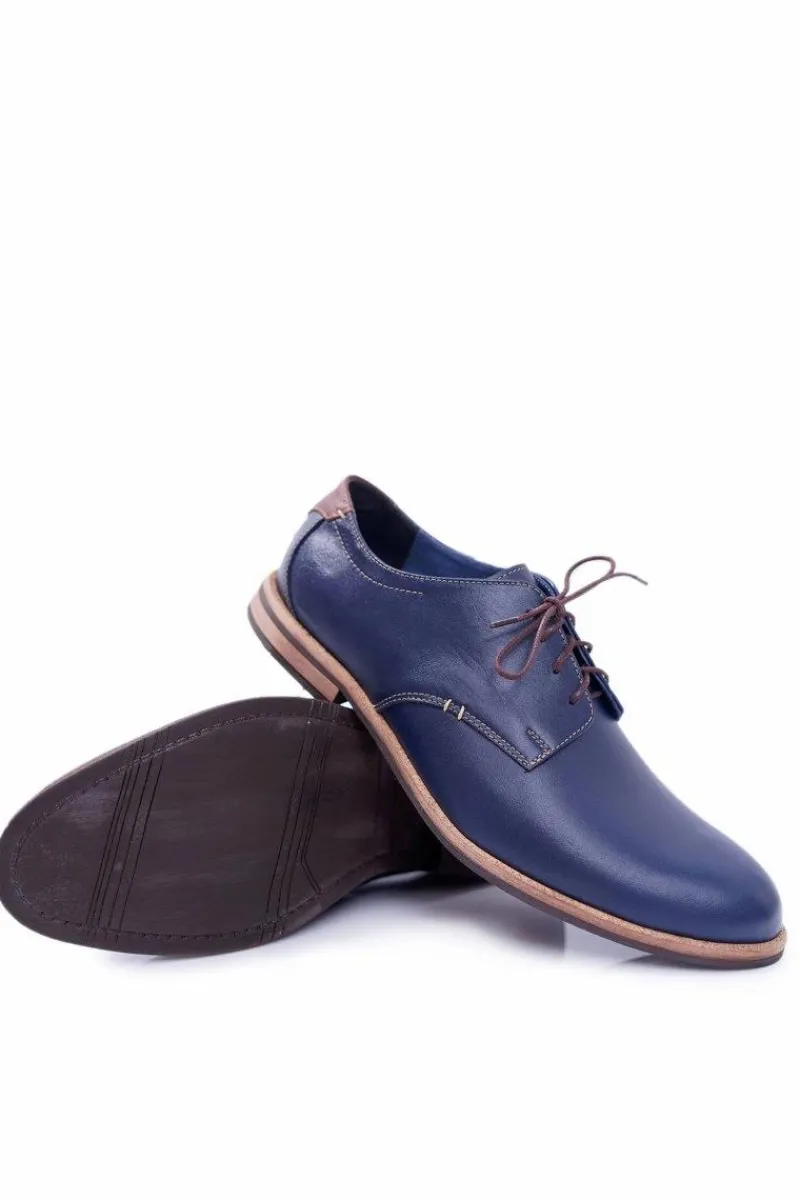 Outlet Boto Eleganckie Męskie Granatowe Półbuty Feliciano