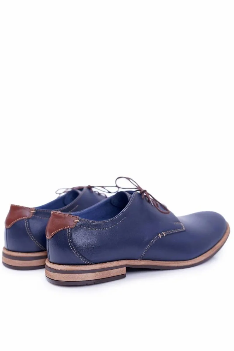 Outlet Boto Eleganckie Męskie Granatowe Półbuty Feliciano