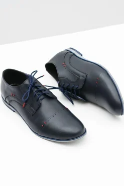 Sale Boto Eleganckie Męskie Skórzane Półbuty Isacco Granat