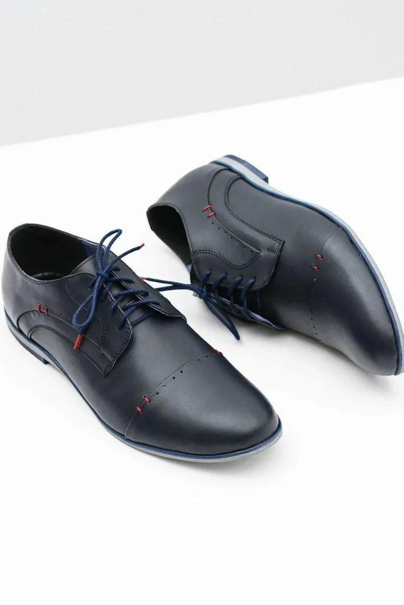 Sale Boto Eleganckie Męskie Skórzane Półbuty Isacco Granat