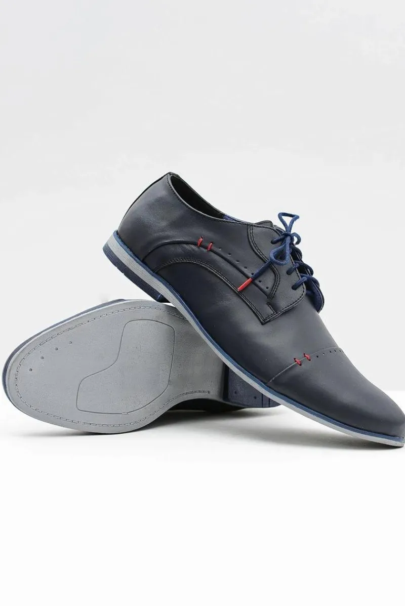 Sale Boto Eleganckie Męskie Skórzane Półbuty Isacco Granat