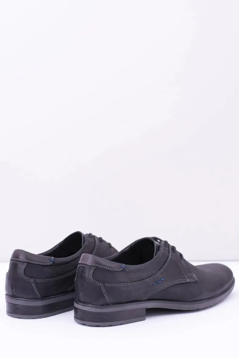 Best Boto Eleganckie Męskie Skórzane Półbuty Czarne Santiago