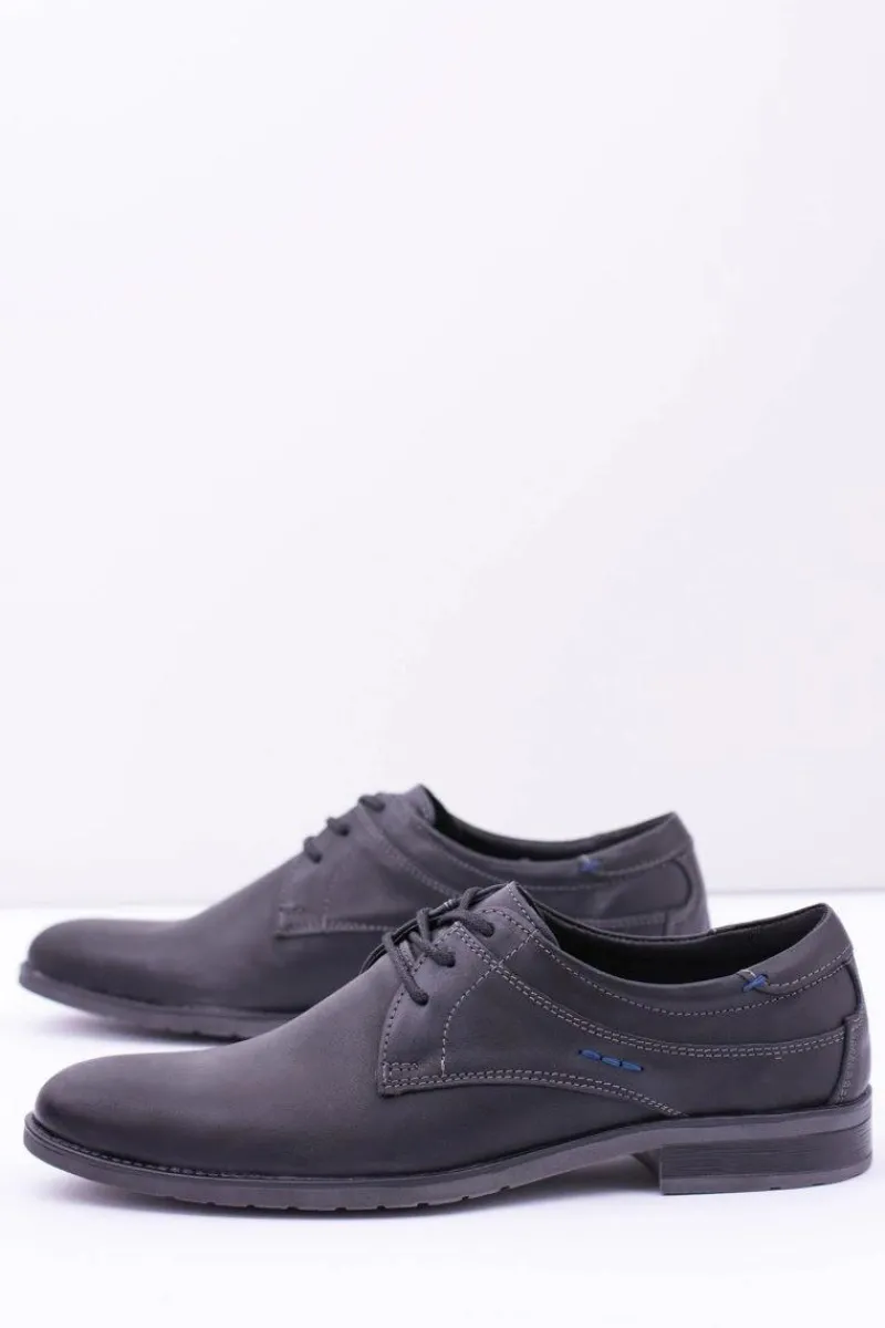 Best Boto Eleganckie Męskie Skórzane Półbuty Czarne Santiago