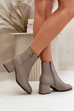 Best Buty damskie Vinceza Eleganckie Ocieplane Botki Damskie Z Naturalnej Skóry Beżowe Vinceza 77106