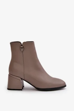 Best Buty damskie Vinceza Eleganckie Ocieplane Botki Damskie Z Naturalnej Skóry Beżowe Vinceza 77106