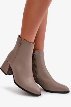 Best Buty damskie Vinceza Eleganckie Ocieplane Botki Damskie Z Naturalnej Skóry Beżowe Vinceza 77106