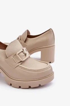 Boto Eleganckie Półbuty Na Słupku Z Ozdobą Beżowe Lemar Harmell