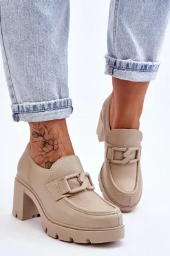 Boto Eleganckie Półbuty Na Słupku Z Ozdobą Beżowe Lemar Harmell