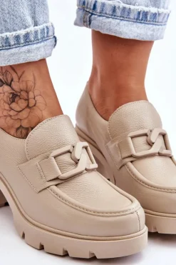 Boto Eleganckie Półbuty Na Słupku Z Ozdobą Beżowe Lemar Harmell