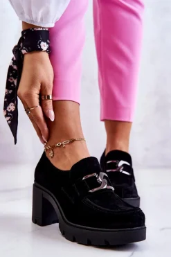 Online Boto Eleganckie Półbuty Na Słupku Z Ciemną Ozdobą Czarne Lemar Harmell Czarny