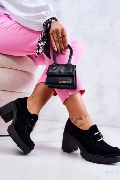 Online Boto Eleganckie Półbuty Na Słupku Z Ciemną Ozdobą Czarne Lemar Harmell Czarny