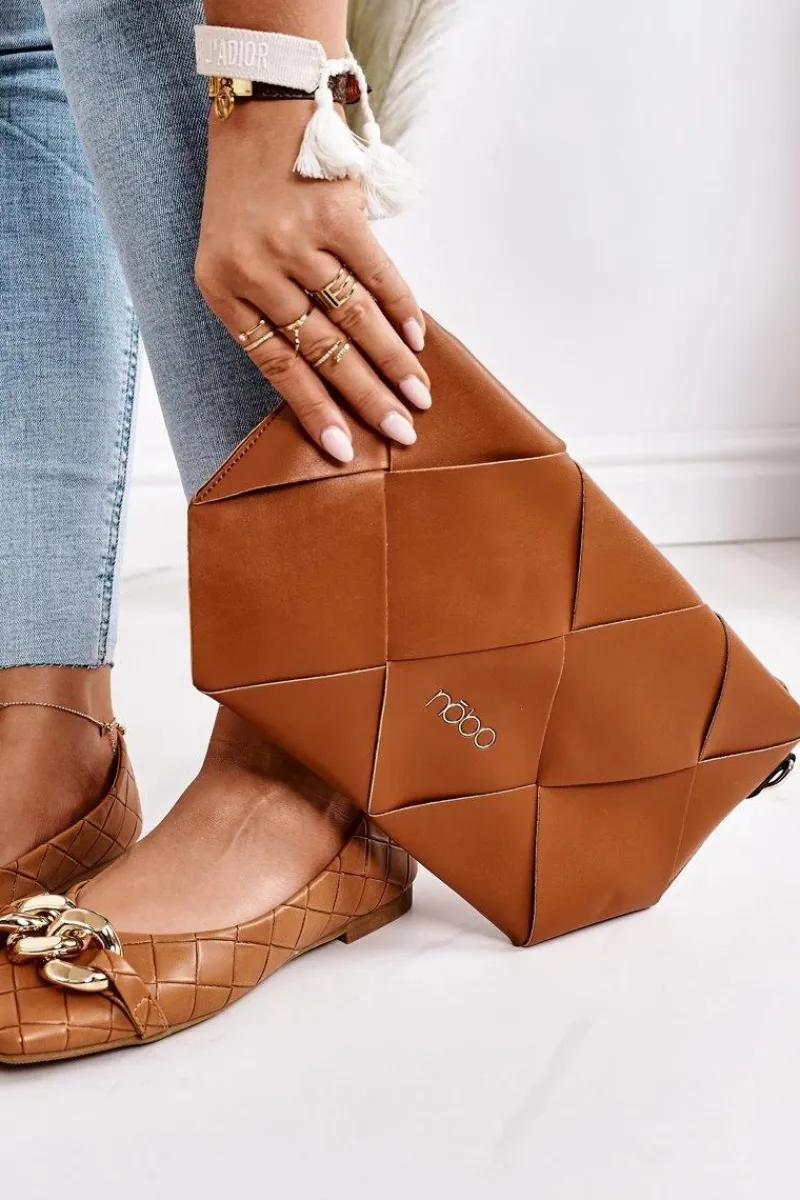 Baleriny Klasyczne>Boto Eleganckie Pikowane Baleriny Z Łańcuchem Camel Coco