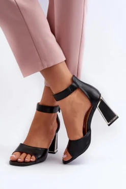 Online Evento Eleganckie Sandały Damskie Na Słupku Czarne Rosazara Czarny