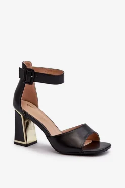 Online Evento Eleganckie Sandały Damskie Na Słupku Czarne Rosazara Czarny