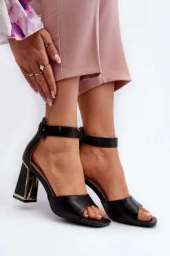 Online Evento Eleganckie Sandały Damskie Na Słupku Czarne Rosazara Czarny