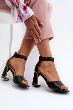 Online Evento Eleganckie Sandały Damskie Na Słupku Czarne Rosazara Czarny