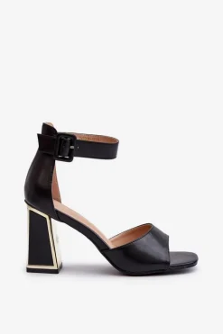 Online Evento Eleganckie Sandały Damskie Na Słupku Czarne Rosazara Czarny