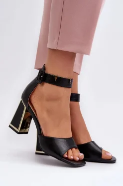 Online Evento Eleganckie Sandały Damskie Na Słupku Czarne Rosazara Czarny