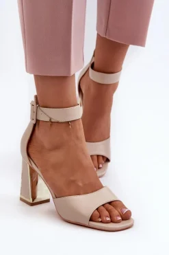 Best Eleganckie Sandały Damskie Na Słupku Beżowe Rosazara Damskie Sandały Na Słupku|Sandały Na Obcasie