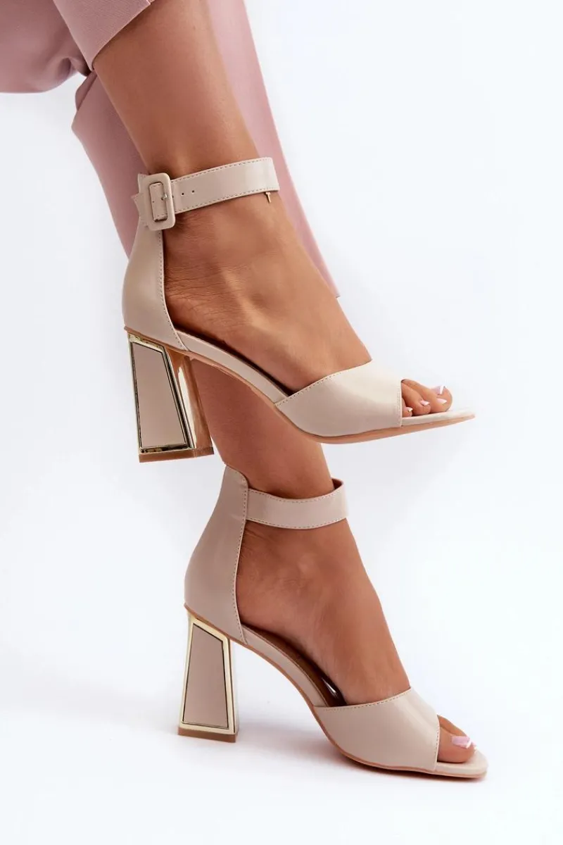 Best Eleganckie Sandały Damskie Na Słupku Beżowe Rosazara Damskie Sandały Na Słupku|Sandały Na Obcasie