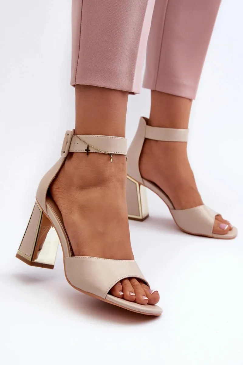 Best Eleganckie Sandały Damskie Na Słupku Beżowe Rosazara Damskie Sandały Na Słupku|Sandały Na Obcasie