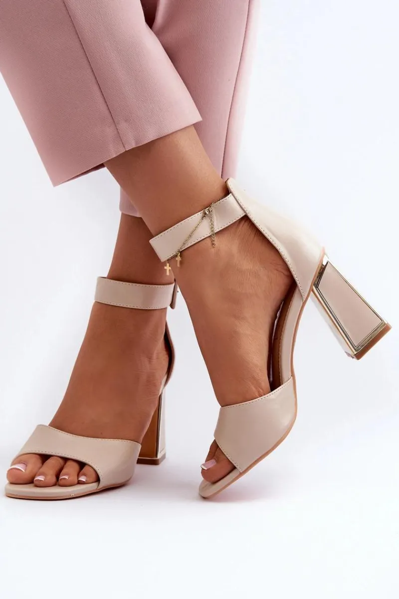 Best Eleganckie Sandały Damskie Na Słupku Beżowe Rosazara Damskie Sandały Na Słupku|Sandały Na Obcasie