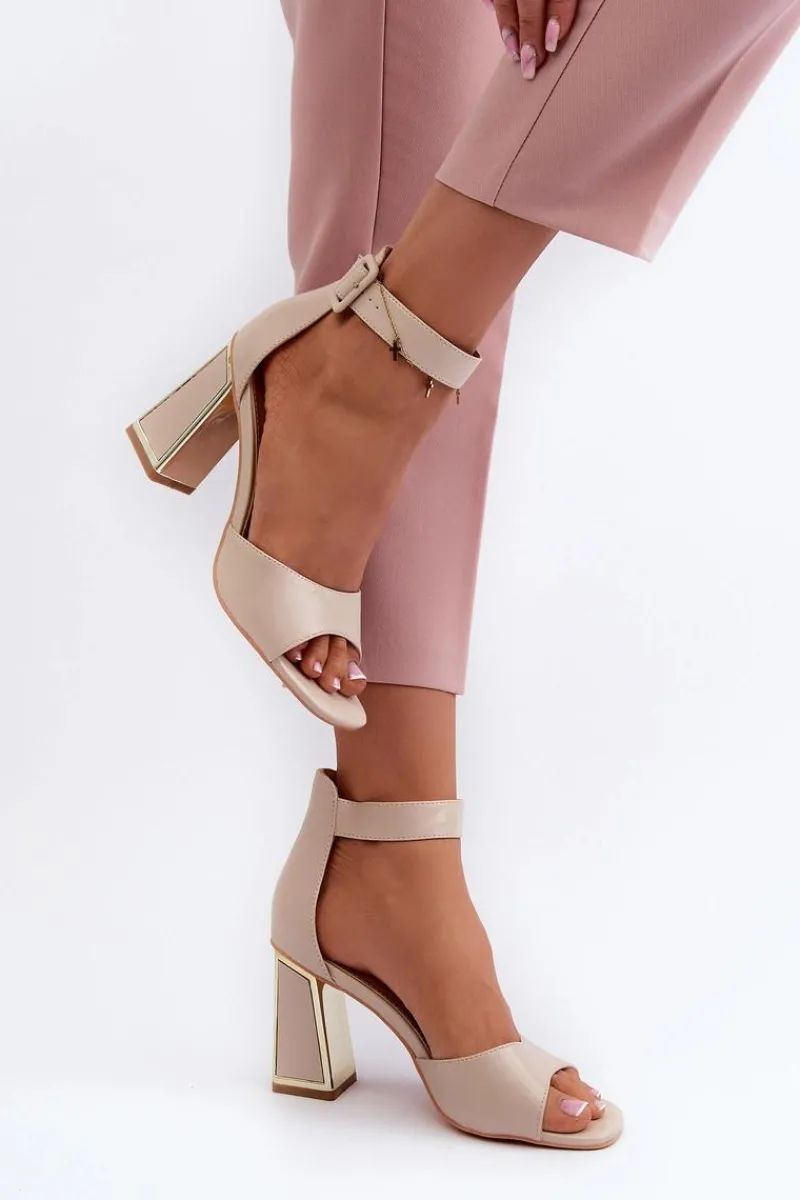 Best Eleganckie Sandały Damskie Na Słupku Beżowe Rosazara Damskie Sandały Na Słupku|Sandały Na Obcasie