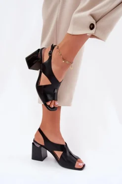 Sandały Na Słupku|Sandały Na Obcasie><noscript><img width=