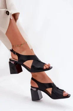 Sandały Na Słupku|Sandały Na Obcasie><noscript><img width=