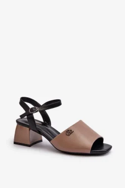 Sandały Na Obcasie></noscript>Buty damskie Vinceza Eleganckie Sandały Damskie Z Eko Skóry Na Klocku Beżowe Vattima