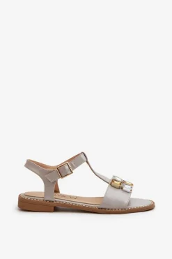 New Eleganckie Sandały Damskie Z Ozdobnymi Detalami S.Barski KV27-030 Beżowe Damskie Sandały Płaskie