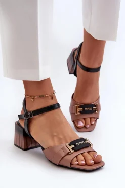 Sandały Na Obcasie>Buty damskie Vinceza Eleganckie Sandały Damskie Na Obcasie Klocku Różowe Natissa