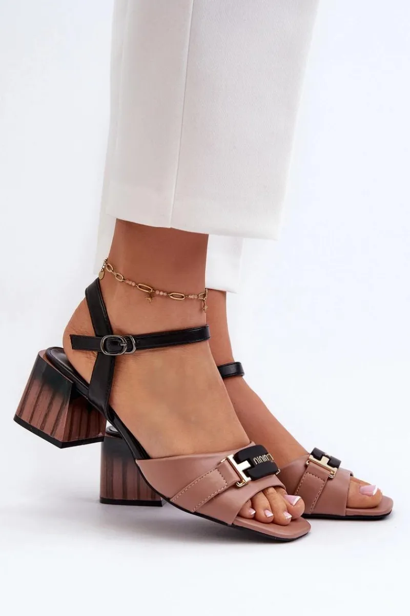 Sandały Na Obcasie>Buty damskie Vinceza Eleganckie Sandały Damskie Na Obcasie Klocku Różowe Natissa