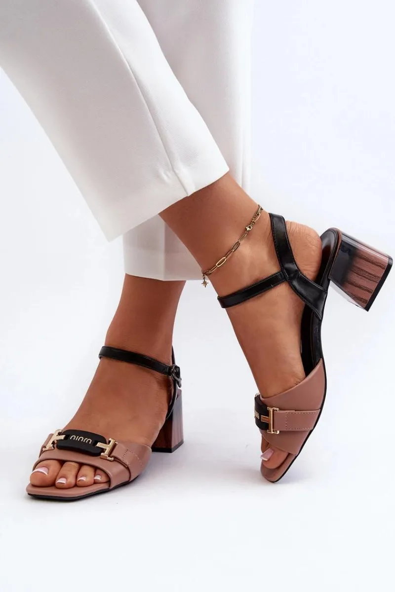 Sandały Na Obcasie>Buty damskie Vinceza Eleganckie Sandały Damskie Na Obcasie Klocku Różowe Natissa