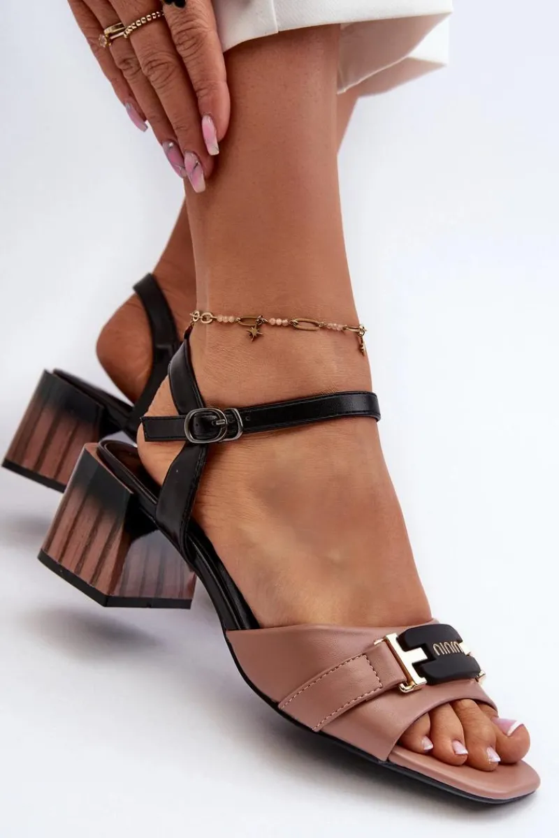 Sandały Na Obcasie>Buty damskie Vinceza Eleganckie Sandały Damskie Na Obcasie Klocku Różowe Natissa