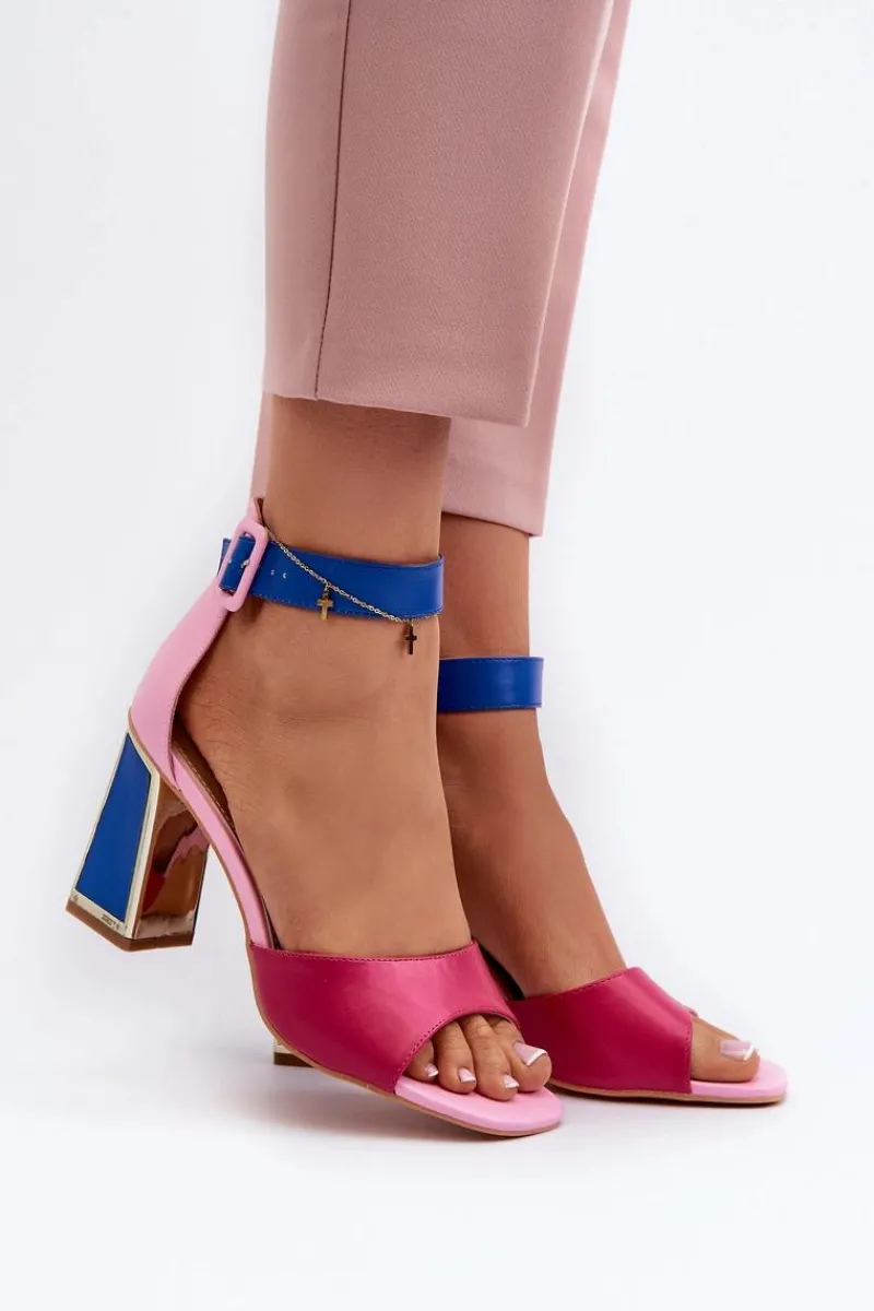 Sandały Na Słupku|Sandały Na Obcasie>Evento Eleganckie Sandały Damskie Na Słupku Różowe Rosazara