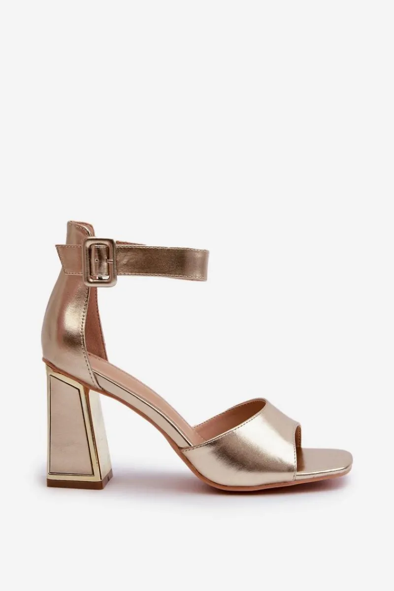 Clearance Evento Eleganckie Sandały Damskie Na Słupku Złote Rosazara