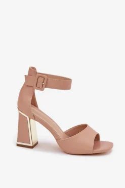 Best Eleganckie Sandały Damskie Na Słupku Nude Rosazara Damskie Sandały Na Słupku|Sandały Na Obcasie