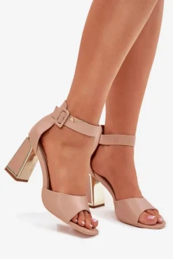 Best Eleganckie Sandały Damskie Na Słupku Nude Rosazara Damskie Sandały Na Słupku|Sandały Na Obcasie