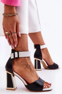 Boto Eleganckie Sandały Na Obcasie Czarno-Białe Sorel