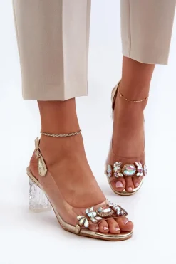 Sandały Na Słupku|Sandały Na Obcasie><noscript><img width=