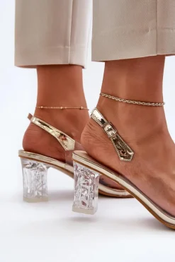 Sandały Na Słupku|Sandały Na Obcasie><noscript><img width=