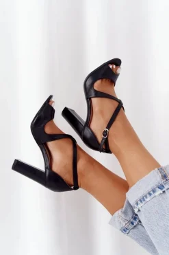 Boto Eleganckie Sandały Na Słupku Czarne Jemma