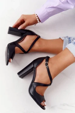 Boto Eleganckie Sandały Na Słupku Czarne Jemma