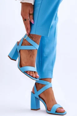 Sandały Na Obcasie>Boto Eleganckie Sandały Na Słupku Jasnoniebieskie Michele