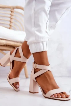 Sandały Na Obcasie>Boto Eleganckie Sandały Na Słupku Beżowe Michele