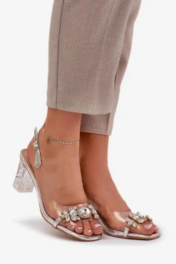 Sandały Na Słupku|Sandały Na Obcasie><noscript><img width=