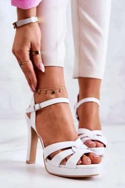 Sandały Na Obcasie>Boto Eleganckie Sandały Na Słupku Białe Anastasia