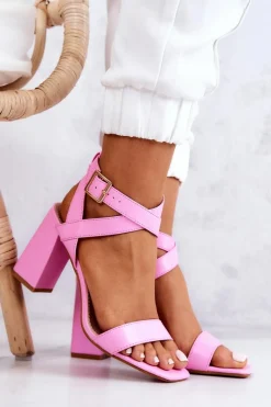 Sandały Na Obcasie>Boto Eleganckie Sandały Na Słupku Różowe Michele